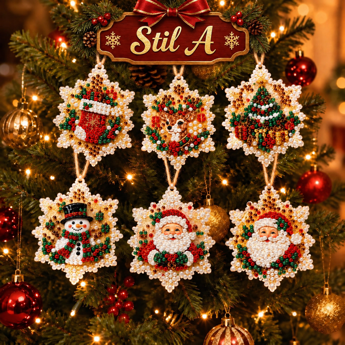 Weihnachtliches Diamond-Painting-Anhänger-Set – Funkelnde DIY-Baumdekoration & kreatives Weihnachtsgeschenk