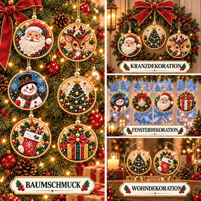 Weihnachtliches Diamond-Painting-Anhänger-Set – Funkelnde DIY-Baumdekoration & kreatives Weihnachtsgeschenk