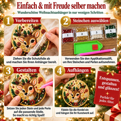 Weihnachtliches Diamond-Painting-Anhänger-Set – Funkelnde DIY-Baumdekoration & kreatives Weihnachtsgeschenk