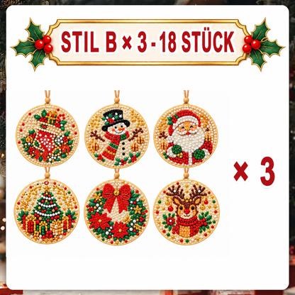 Weihnachtliches Diamond-Painting-Anhänger-Set – Funkelnde DIY-Baumdekoration & kreatives Weihnachtsgeschenk