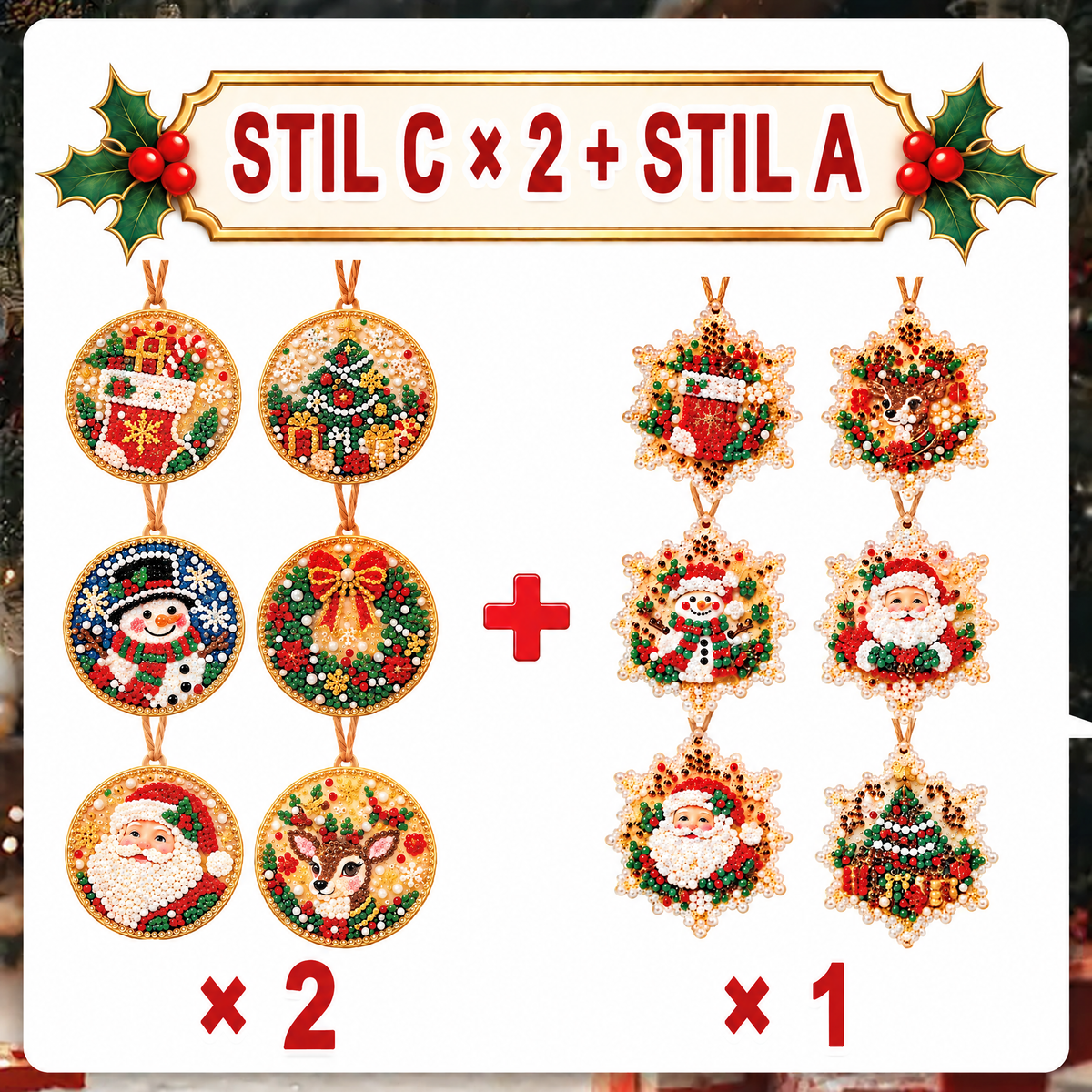 Weihnachtliches Diamond-Painting-Anhänger-Set – Funkelnde DIY-Baumdekoration & kreatives Weihnachtsgeschenk